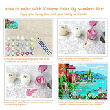 Paint by Numbers DIY Painting Kit for Kids & Adults by iCoostor – 16” x 20” Framless Beautiful Lakeside Village Pattern with 3 Brushes & Bright Colors