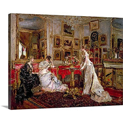 GREATBIGCANVAS Gallery-Wrapped Canvas Entitled Visiting by Alfred Emile Stevens 48"x36"