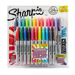 Sharpie Color Burst Permanent Markers, Fine Point, Assorted Colors, 2 Packs of 24 Markers