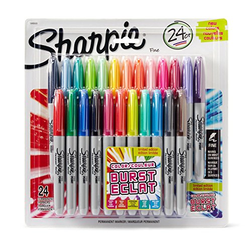 Sharpie Color Burst Permanent Markers, Fine Point, Assorted Colors, 2 Packs of 24 Markers