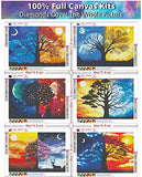 6 Pack DIY 5D Diamond Painting kit, Complete Diamond Painting, Diamond Painting Art, Wall Decoration, Moon Tree Landscape Painting 12"x16"