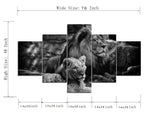 Yatsen Bridge Modern Lion and Lioness Canvas Wall Art 5 Panels Black and White Lions Painting Prints on Posters Easy to Hang for Home Decor - 70" Wx40 H