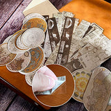 JUYUN 80pcs Vintage Astronomy Washi Stickers and Nautical Map Postcards Stickers, Decoration Space Planets Galaxy Sun Moon Striped Sticker Set for Scrapbooking Diary Journal, DIY Crafts Making