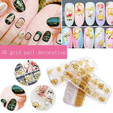 3D Nails Art Metal Charms Studs Jewels Decals Decorations Accessories 800+Pieces Gold Nail Micro Caviar Beads Star Moon Rivet Design Supplies with Tweezers Nail Tools