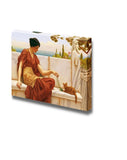 The Favourite (or The Tease) by John William Godward Famous Fine Art Reproduction World Famous Painting Replica on ped Print Wood Framed - Canvas Art Wall Decor - 16" x 24"