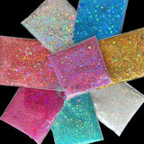 AddFavor Holographic Nail Glitter Sequin Kit 8 Colors Sparkly Hexagon Fine Powder Star Mixed Chunky Glitter Flakes for Acrylic Nail Art/Face/Hair Decoration Supplies