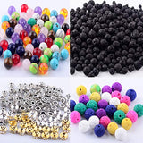 Lava Stone Box Set Kits Round Loose Chakra Rock Beads and Spacer Beads with Accessories Tools for