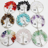 Pamir Tong Wholesale 2'' inch 9pcs Gemstone Chakra Crystal Tree of Life Pendant,Healing Stone