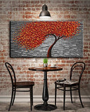 YaSheng Art -hand painted Contemporary Art Oil Painting On Canvas Texture Palette Knife Red Tree Paintings Modern Home Decor Wall Art for living room office Framed Stretched Ready to Hang