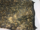 Disco Flowery Sequins On Mesh Fabric by The Yard Used for -Dress-Bridal-Decorations [Black/Gold]!!!