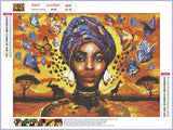 DIY 5D Diamond Painting African Girl by Number Kits，Round Full Diamond Cross Stitch Kit Mosaic Artwork for Home Wall Decoration Gifts (JH149-11.8X15.7in)