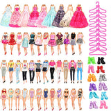 BARWA 36 Pack Doll Clothes and Accessories 5 PCS Fashion Dresses 5 Tops 5 Pants Outfits 3 PCS Wedding Gown Dresses 3 Sets Swimsuits Bikini for 10 Hangers 10shoes 11.5 inch Doll 