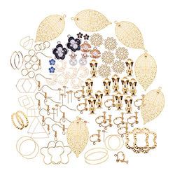 PandaHall Elite 1 Box Earring Making Sets 25 Styles with Earring Hook Clip-on Earring Ear Studs