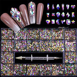 Nail Rhinestones - Professional Nail Crystal Kit, 9000pcs Multi Shapes Glass Crystal AB Rhinestones for Nail Art for Nail Art Supplies Accessories (8)