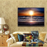 Fipart DIY Diamond Painting Cross Stitch Craft kit，Wall Stickers for Living Room Decoration， Seascape(14X18inch/35X45CM)