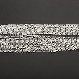 Wholesale 12 PCS Silver Plated Solid Brass Flat Cable Chains Bulk for Jewelry Making 18-30 inches