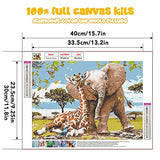 5D Diamond Art Kits for Adults, Giraffe Elephant Diamond Painting by Number Kit for Adults Kids , Full Drill DIY Diamond Paintings and Craft for Home Office Wall Art Decor 11.8x15.7 Inch