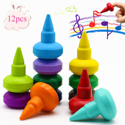 AUTOKIDS Toddlers Crayons Palm-Grip Crayons 12 Colors Paint Crayons Sticks Stackable Toys for Kids Toddlers Child Safety and Non-Toxic