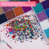 Bead Bracelet Making Kit,35000pcs 2mm Glass Seed Beads for Jewelry Making Kit with Alphabet Letter Bead,Charms and Elastic String,Glass Beads Set for Bracelets Making, DIY, Jewelry Making