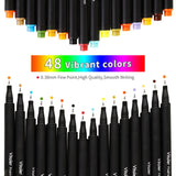 Colored Pens Set, Fine Line Point Drawing Marker Pens for Writing Journaling Planner Coloring Book Sketching Taking Note Calendar Art Projects Office School Supplies (48 Fineliner Pens)