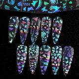 Holographic Butterfly Nail Foils, 3D Holographic Nail Stickers Butterfly Lip Leaf Nail Art Decals Holographic Starry Sky Design Tips Wraps Foil Transfer DIY Nail Decoration for Women Girls(10Sheets)