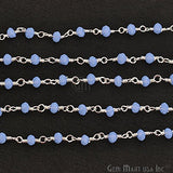 One Foot Beautiful Tanzanite Chalcedony 3-3.5 mm Silver Plated Wire Wrapped Rosary Chain By Feet.