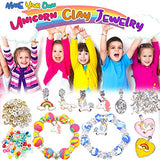 YOFUN Make Your Own Unicorn Clay Jewelry - Unicorn Craft Kits for Girls, Jewelry Making Kits for Children, Arts and Crafts for Kids Ages 8-12 and Up, Makes Tons of Unicorn Bracelets and Necklaces