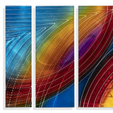 Statements2000 Abstract Modern Large 3D Metal Art Painting Wall Hanging Sculpture Panels by Jon Allen, Multicolor Blue/Red/Purple/Gold, 68" x 24" - Accumbent