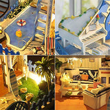 XYSQWZ Zhanwang17 DIY Dollhouse - DIY Small House Love Sea Villa Miniature Wooden Doll House with Music Movement Without Dust Cover for Birthday Gift Delightful