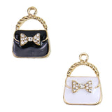 Monrocco 20Pcs Enamel Handbag Charm Handbag Purse Charm for Jewelry Making Bracelet Necklace (Black, White)
