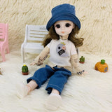 1/6 Ball 20 Jointed Dolls Full Set with Fashion Clothes Soft Wig 3D Big Brown Eyes Doll Toys for Girl Gift