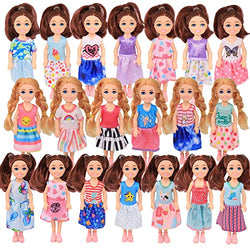 Lembani 20 Sets 6 inch Chelsea Girl Doll Clothes Set. Coloful 20 Dresses Clothes and Accessories Kids Birthday Gift for 3 to 7 Year Olds