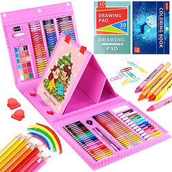 Art Kit, iBayam 222 Pack Drawing Kits Art Supplies for Kids Girls Boys Teens Artist 5 6 7 8 9 11 12, Beginners Art Set Case with Trifold Easel, Sketch Pad, Coloring Book, Pastels, Crayons, Pencils