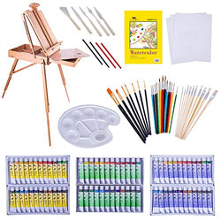 WA Portman Professional Painting and Art Supplies |121-pc Artist Paint Tools Set - Field Easel with Storage | Canvases and Pad | Acrylic Oil Watercolor Paint Sets | Brush Sets and More