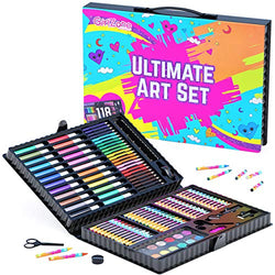 GirlZone Ultimate Art Set For Girls ages 5-8, 118 Piece Kids Coloring Set with Pens, Pencils, Paints, Crayons and More! Great Kids Coloring Set Gift Idea