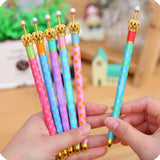 MOACC Set of 6 Princess Crown Premium Gel Ink Pen Lovely Cute Colorful Polka Dots Korean Style Rollerball Roller Ball Pen Fine Point Creative Stationery for Artist School Office Family Use, Black Ink
