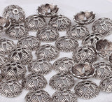 Cotowin Beautiful 15mm Silver Metal Flower Bead Caps for Jewelry Craft Making [Pack of 50]