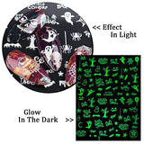 Halloween Luminous Nail Art Stickers 3D Self-Adhesive Glow in The Dark Nail Decals Skull Pumpkin Ghost Design Nail Stickers Foils for DIY Nail Art Halloween Party Decorations Supplies