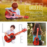 21" Guitar Ukulele Toy for Kids， Think Wing 5-in-1 Children Musical Instruments Educational Toys for Beginner Starter (Gourd Dark)