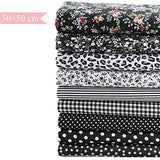 9 Pieces 19.5" x 19.5" 100% Cotton Fabric Black Fat Quarters Fabric Bundles, Pre-Cut Floral Print Quilting Squares for DIY Sewing Scrapbooking Crafting Artcraft