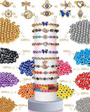 1022 PCS Evil Eye Beads for Jewelry Making, 8mm Flat Round Evil Eye Charms Colorful Evil Eye Bracelet Making Kit Easter Beads Decors for Crafts DIY Bracelet Earring Necklace Making