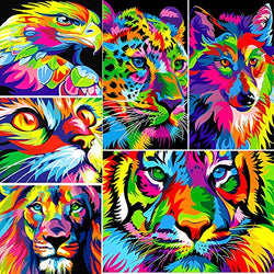 XPCARE 6 Pack 5d Diamond Painting Kits Full Drill Rhinestone Animal Diamond Pictures for Home Wall Decor(Canvas 12 X 16 Inch)