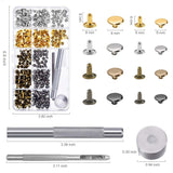 240 Sets Leather Rivets, Alritz Double Cap Rivet Tubular 4 Colors 2 Sizes Metal Studs with Fixing Tools for DIY Leather Craft/Clothes/Shoes/Bags/Belts Repair Decoration