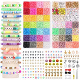 QUEFE 5800pcs Clay Beads for Bracelet Making Kit, 42 Colors Polymer Heishi Beads for Gifts, Jewelry Making Kit for Girls 8-12
