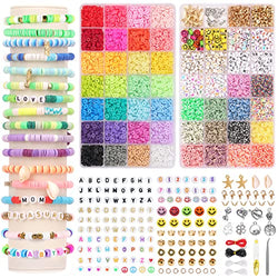 QUEFE 5800pcs Clay Beads for Bracelet Making Kit, 42 Colors Polymer Heishi Beads for Gifts, Jewelry Making Kit for Girls 8-12
