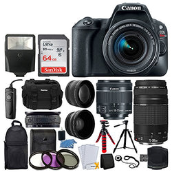 Canon EOS Rebel SL2 DSLR Camera + EF-S 18-55mm IS STM + EF 75-300mm III + 64GB Memory Card + Wide