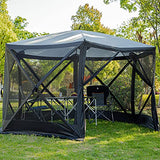 EVER ADVANCED Screen House Room, Instant Cabin Tent, Outdoor Screened Canopy Tent Zippered Pop Up Gazebos 8-10 Person for Patios Shelter,Black