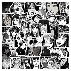 Print Black and White Thriller Horror Style Anime Junji Ito Stickers 50pcs Kawakami Tomie Decals Stickers Vinyl Waterproof for Teens Adults Laptop Bumper Computer Phone Guitar Luggage (Kawakami Tomie)