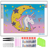 DIY 5D Diamond Painting Kits for Kids Moon Unicorn Diamond Painting Set with Dreamy Gradient Color Full Drill Round Diamond Crystal Gem Art Painting Perfect for Home Wall Decor Gift (12x16inch)