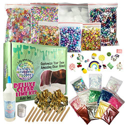 Deluxe DIY Slime Kit - Slime Making Kit for Girls and Boys, Add Ins & Ingredients for Clear & White Slime. Glue, Activator, Beads, Pigments, Sprinkles, Nail Slices, Charms, Jelly Cubes. Best Gift 2019